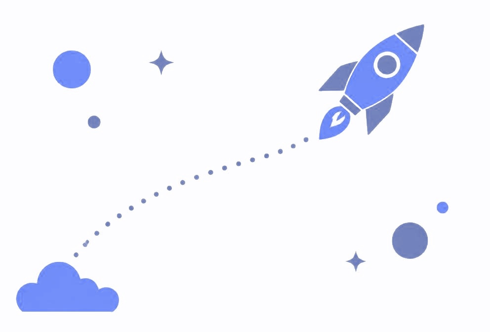Abstract editorial illustration of a new venture launching